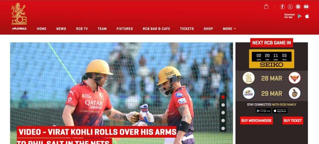 Open RCB Website Open RCB Website